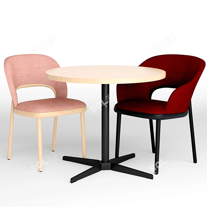 Thonet 520 Chair & 1818 Table Set 3D model image 1