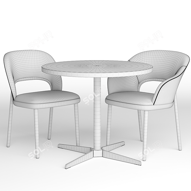 Thonet 520 Chair & 1818 Table Set 3D model image 4