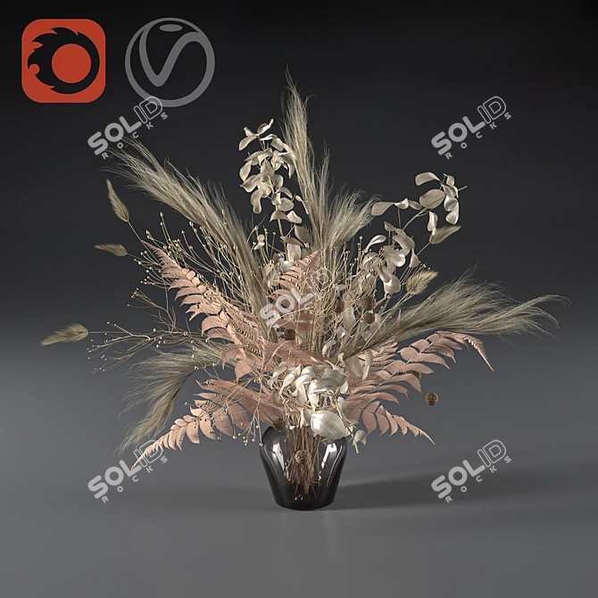 Eternal Bloom: Dried Flower Bouquet 3D model image 1