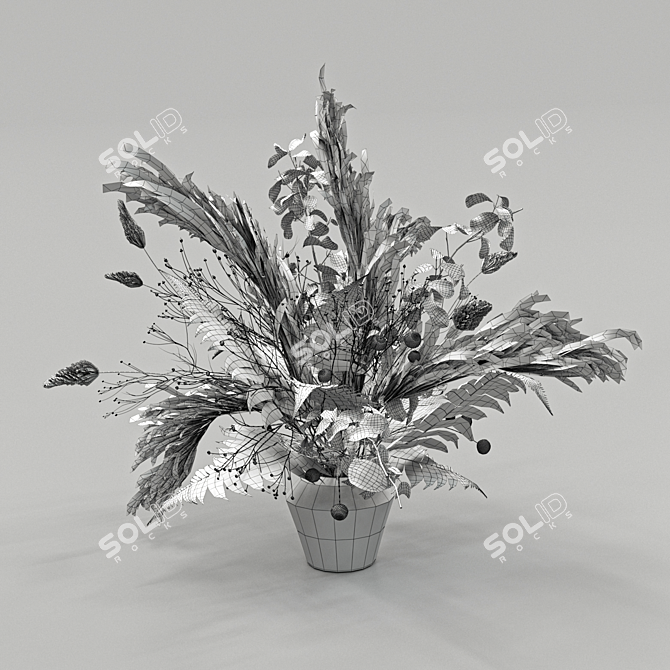 Eternal Bloom: Dried Flower Bouquet 3D model image 4