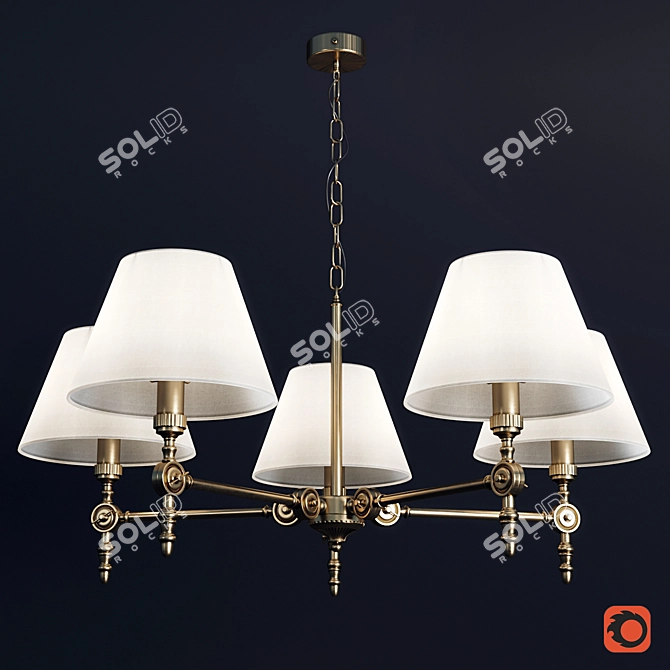 Vintage Bronze Hanging Chandelier 3D model image 1