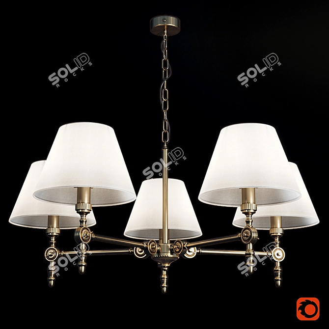 Vintage Bronze Hanging Chandelier 3D model image 4