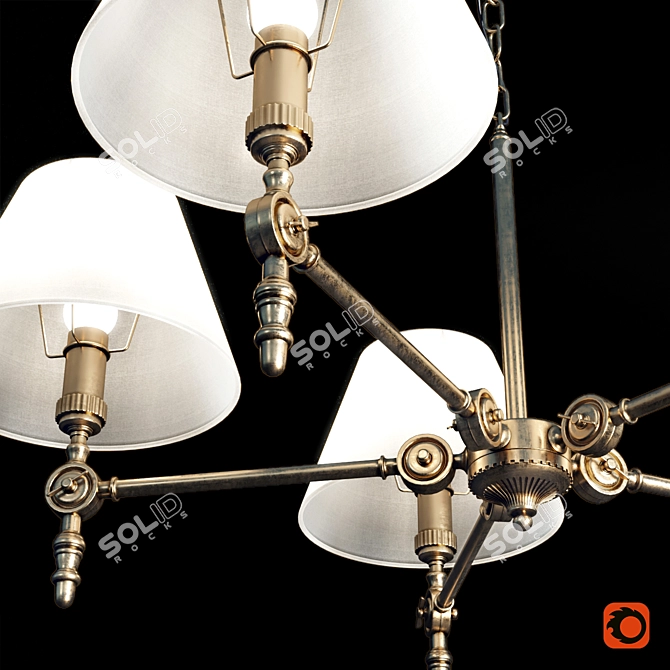 Vintage Bronze Hanging Chandelier 3D model image 5