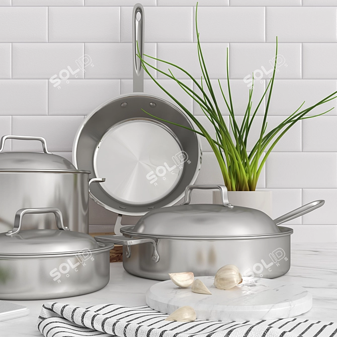 Title: All-Clad Ultimate Cookware Set 3D model image 2