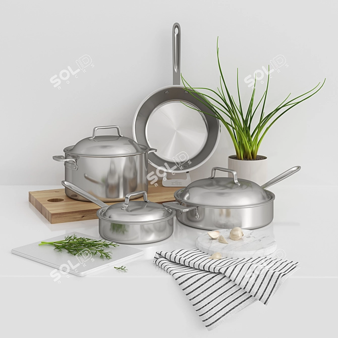 Title: All-Clad Ultimate Cookware Set 3D model image 4