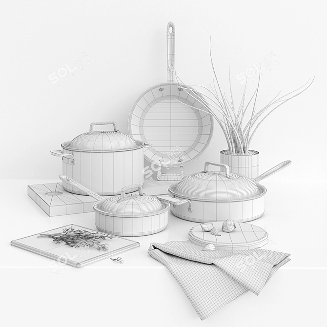 Title: All-Clad Ultimate Cookware Set 3D model image 6