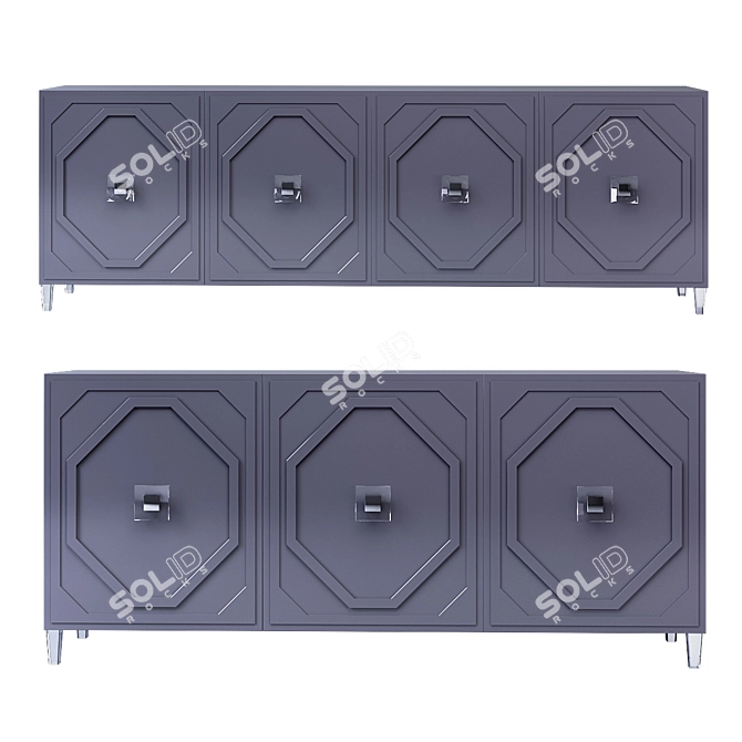 Elegant Gray TV Stand 3D model image 1