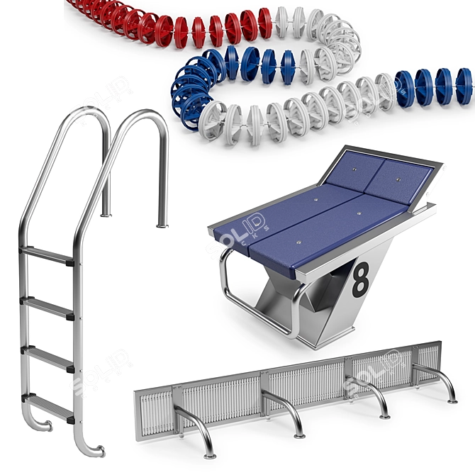 Olympic-Sized Competition Pool: 25m, 10 lanes, 2.5m width, 2m depth 3D model image 3