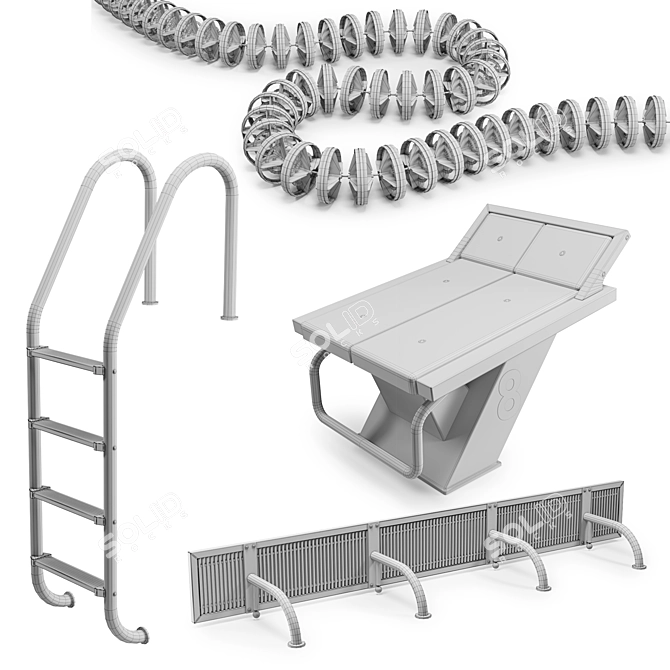 Olympic-Sized Competition Pool: 25m, 10 lanes, 2.5m width, 2m depth 3D model image 4