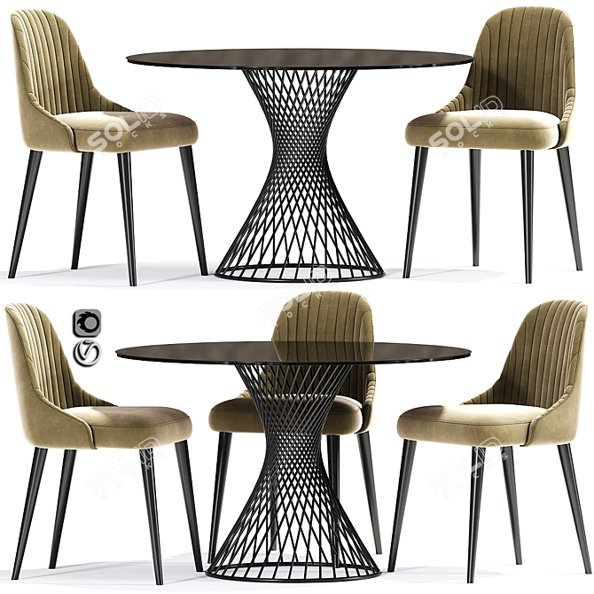 Modern Calligaris Vortex Table & Strip Chair 3D model image 1