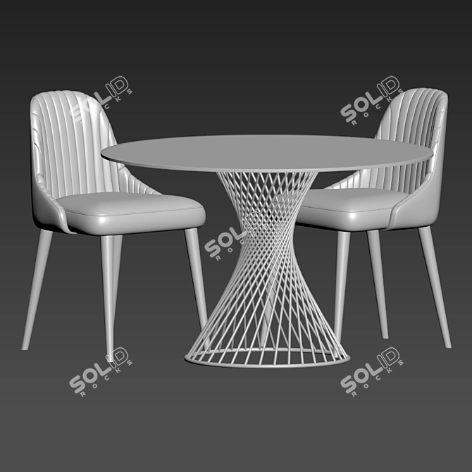 Modern Calligaris Vortex Table & Strip Chair 3D model image 2
