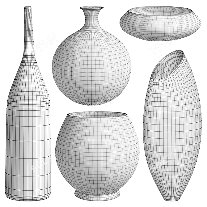 Elegant Vases Set 3D model image 4