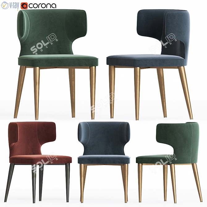 Luxembourg Velvet Chair 3D model image 1