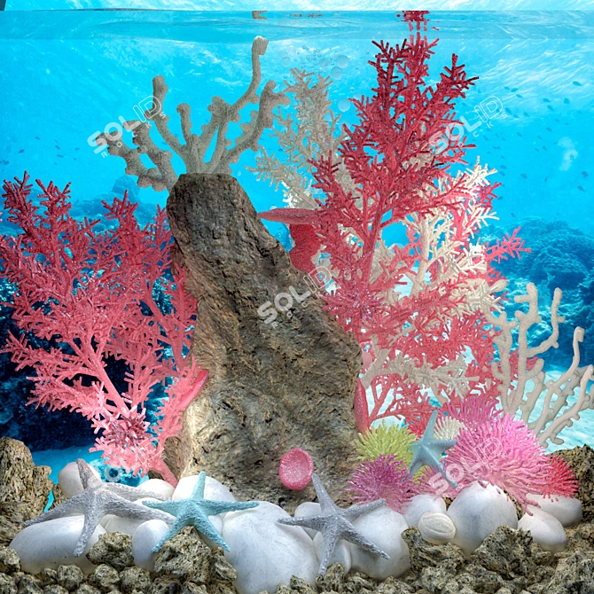 Realistic Underwater Aquarium Decor Kit 3D model image 2