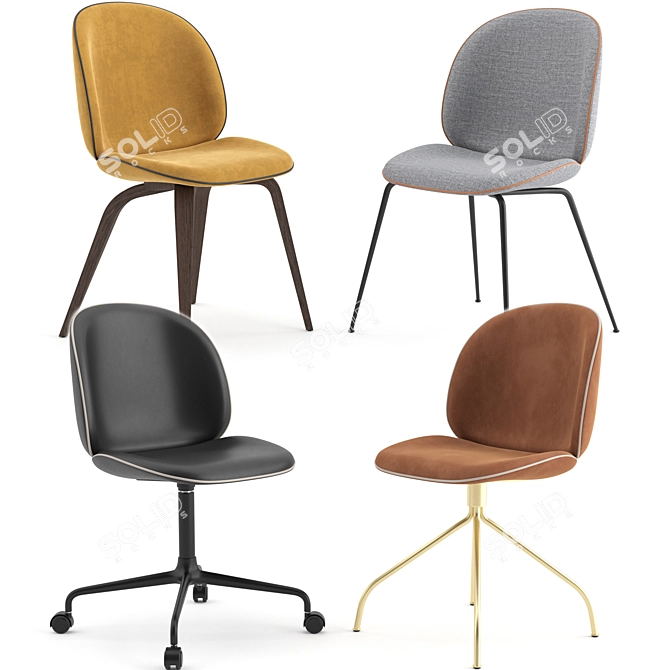 GUBI Beetle Chairs: Stylish & Functional Seating 3D model image 1