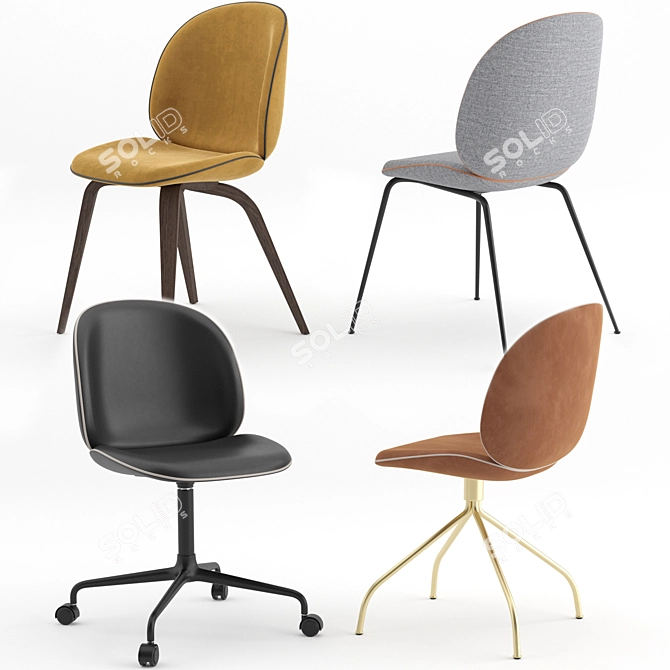 GUBI Beetle Chairs: Stylish & Functional Seating 3D model image 2
