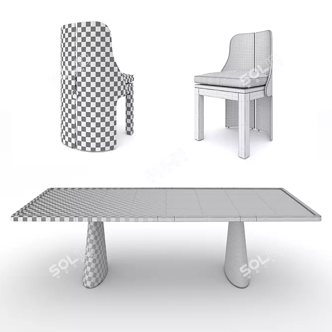 Modern Table and Chair Set 3D model image 2