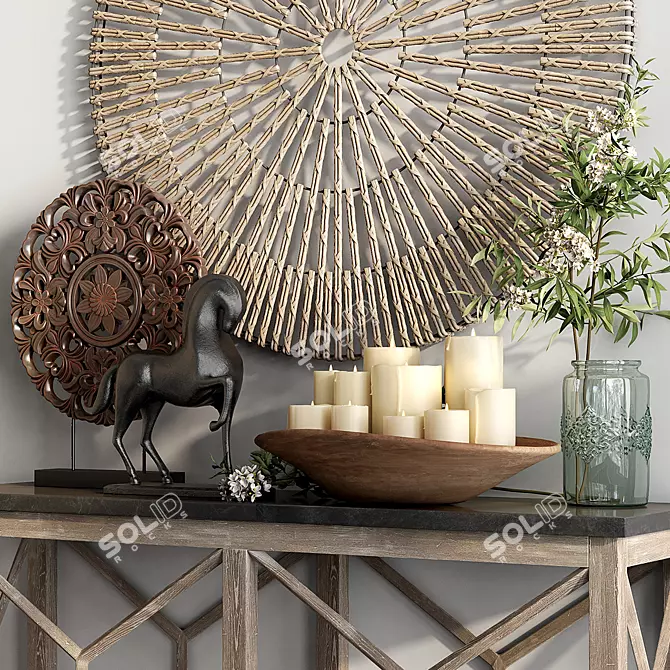 Bluestone Reclaimed Wood Console Table - Rustic Elegance for Your Home 3D model image 2