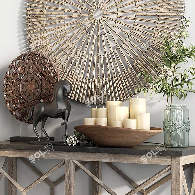 Bluestone Reclaimed Wood Console Table - Rustic Elegance for Your Home 3D model image 7