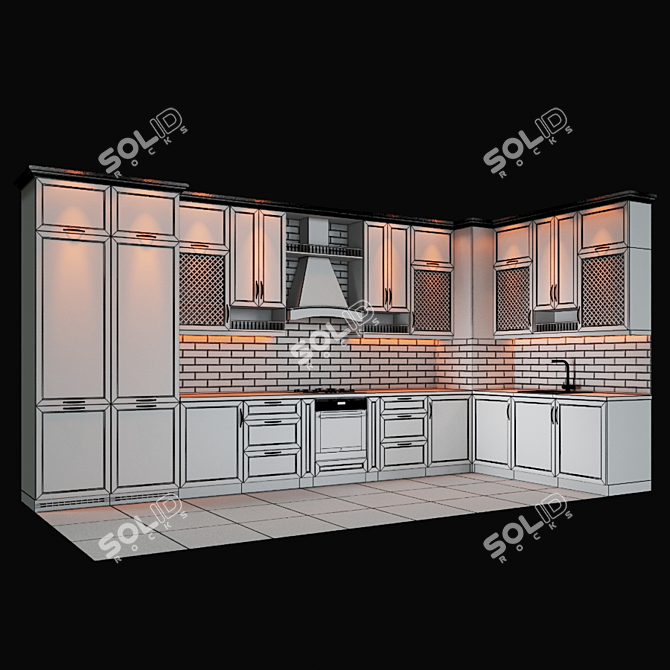 Kitchen Essentials Bundle: Range Hood, Cooktop, Oven, Microwave, Sink, Faucet 3D model image 2