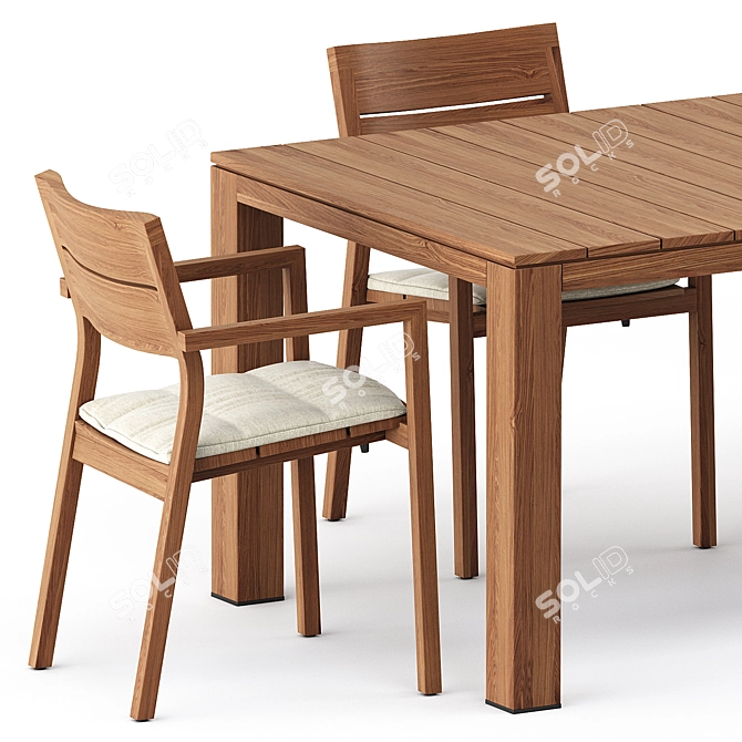 Tribu KOS: Stylish Armchair and Teak Table 3D model image 2