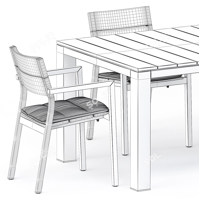 Tribu KOS: Stylish Armchair and Teak Table 3D model image 5