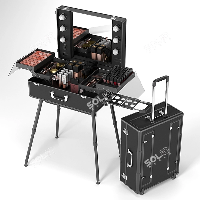 Portable Glam Kit Suitcase 3D model image 3