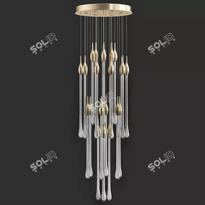 Elegant LED Glass Drops Chandelier 3D model image 1