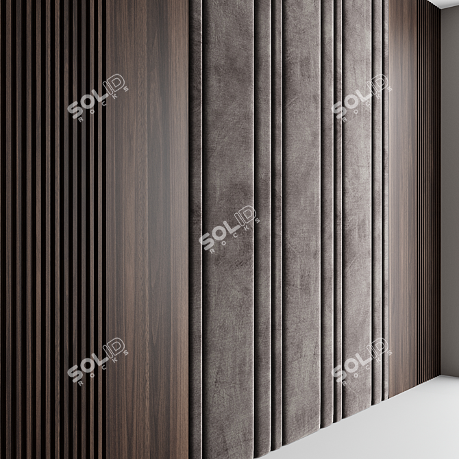 Luxury Velvet-Wrapped Wood Panel Set 3D model image 2