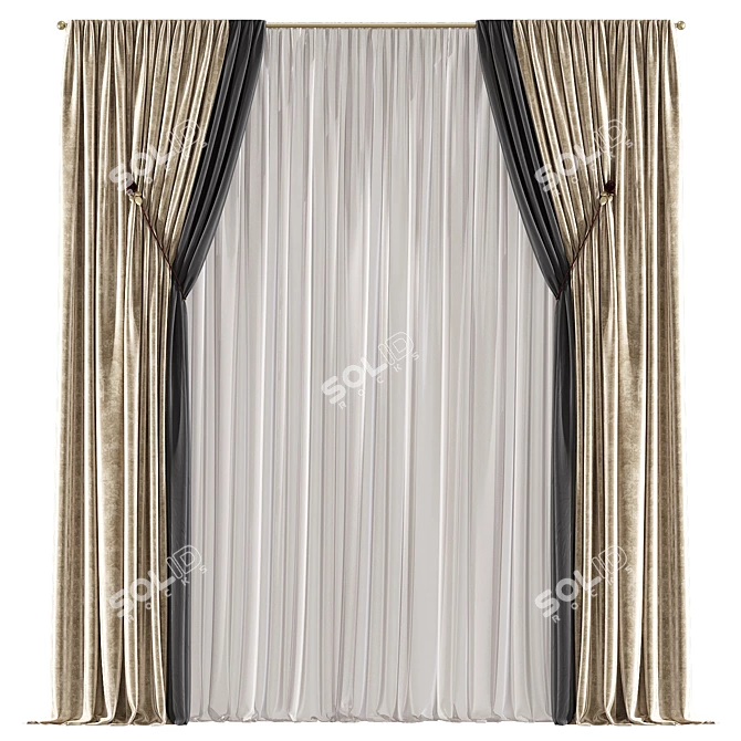 Elegant Drape Panel 3D model image 1