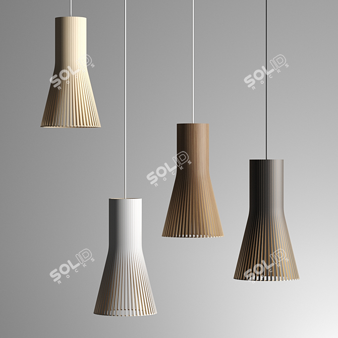 Sleek Birch Pendant Lamp 3D model image 1