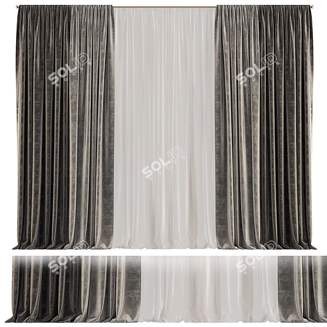 Elegant Revamped Curtain 3D model image 1