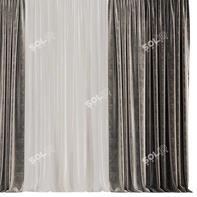 Elegant Revamped Curtain 3D model image 3