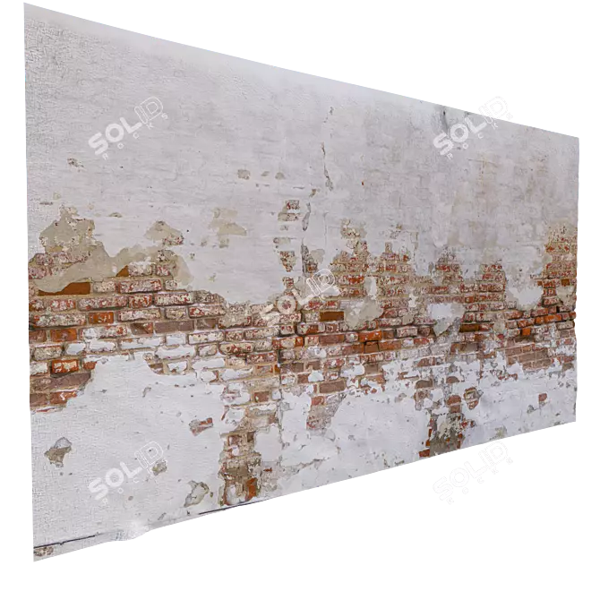 Historic Brick Wall with Stucco - High Resolution 3D model image 2