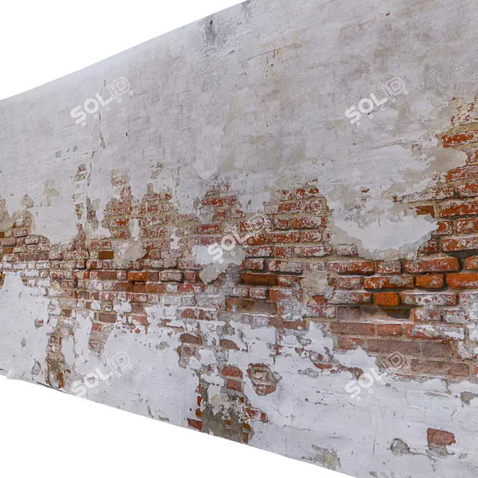 Historic Brick Wall with Stucco - High Resolution 3D model image 3