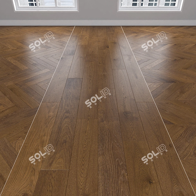  Oak Parquet: Herringbone, Linear, Chevron 3D model image 1