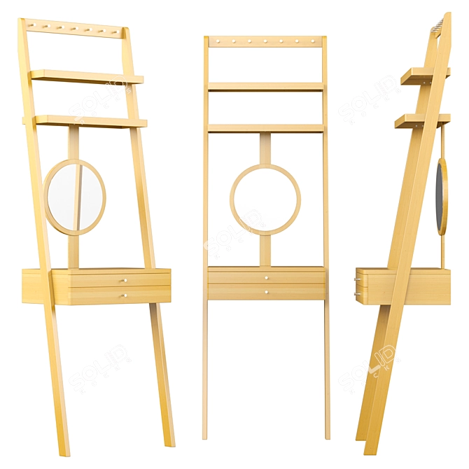 Oak Leaning Ladder Mini Dressing Table with Shelves 3D model image 3