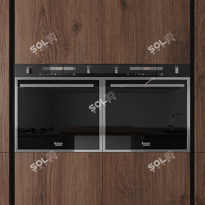 Stylish Island Modern Kitchen 3D model image 2