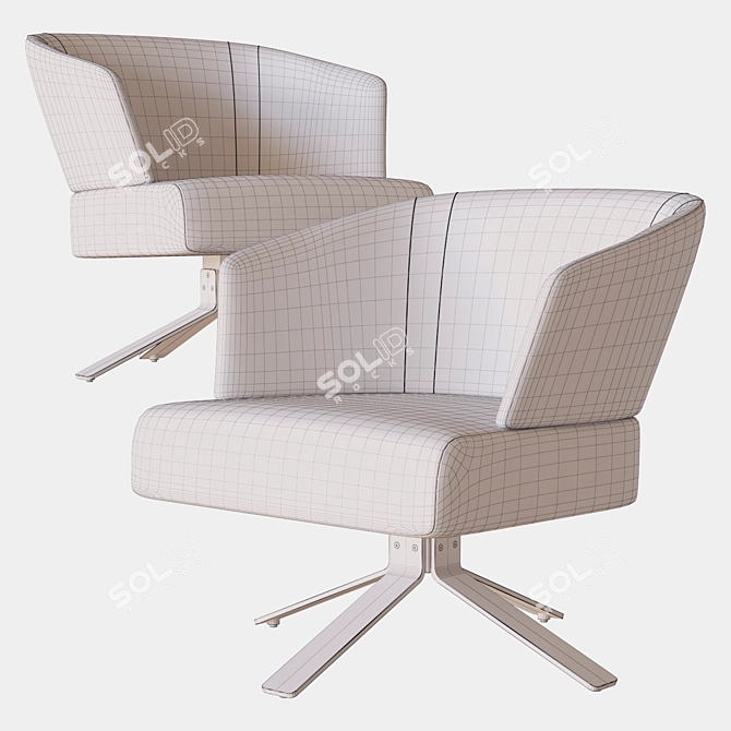 Elegant Swivel Creed Small Armchair 3D model image 3