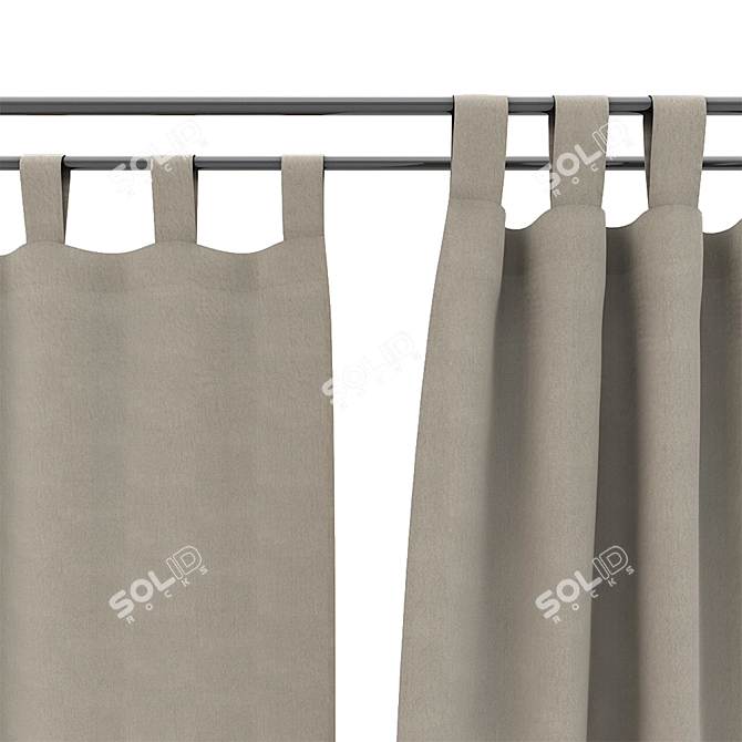 3DMAX Curtain Set | 3 Styles & Curtain Pole 3D model image 4