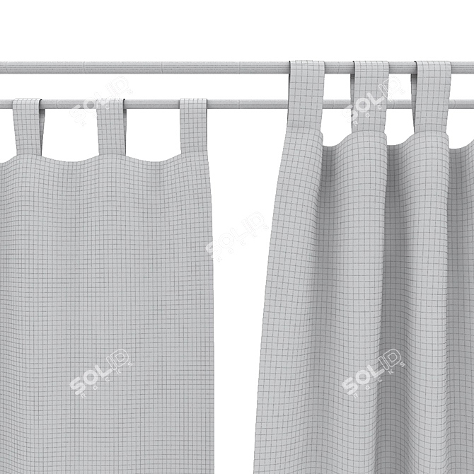 3DMAX Curtain Set | 3 Styles & Curtain Pole 3D model image 5