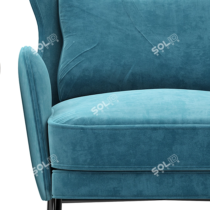 Luxurious Navy Velvet Accent Chair 3D model image 4