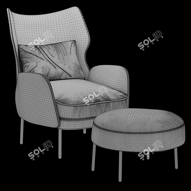 Luxurious Navy Velvet Accent Chair 3D model image 5