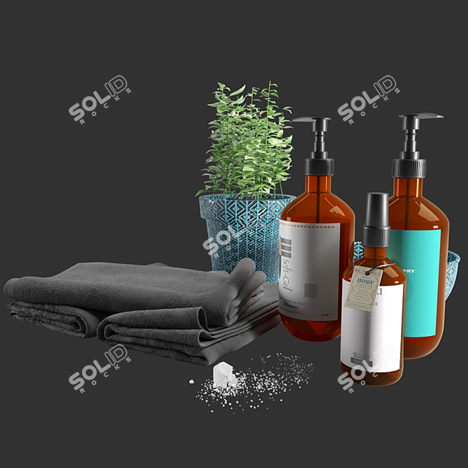 Elegant Bath Decor Set 3D model image 2