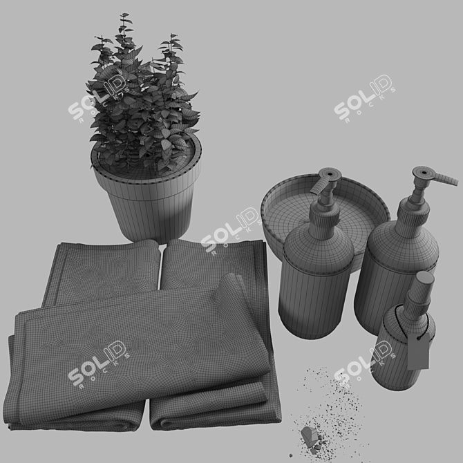 Elegant Bath Decor Set 3D model image 4