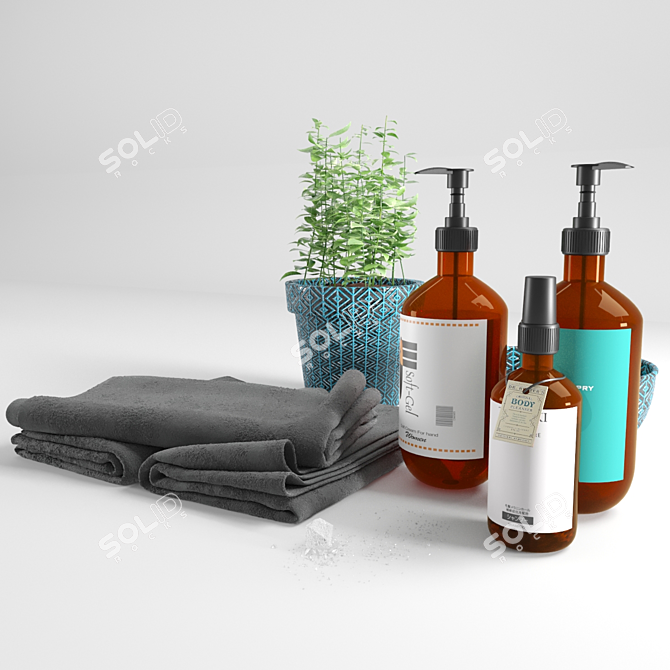 Elegant Bath Decor Set 3D model image 6