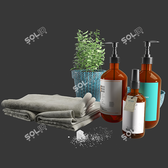 Elegant Bath Decor Set 3D model image 10