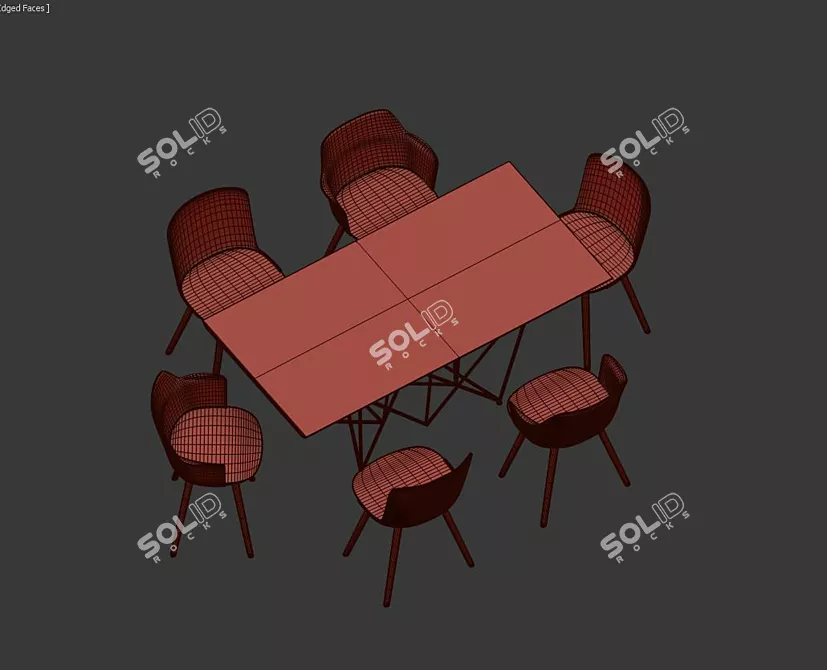 Stylish 4union Dining Set 3D model image 2