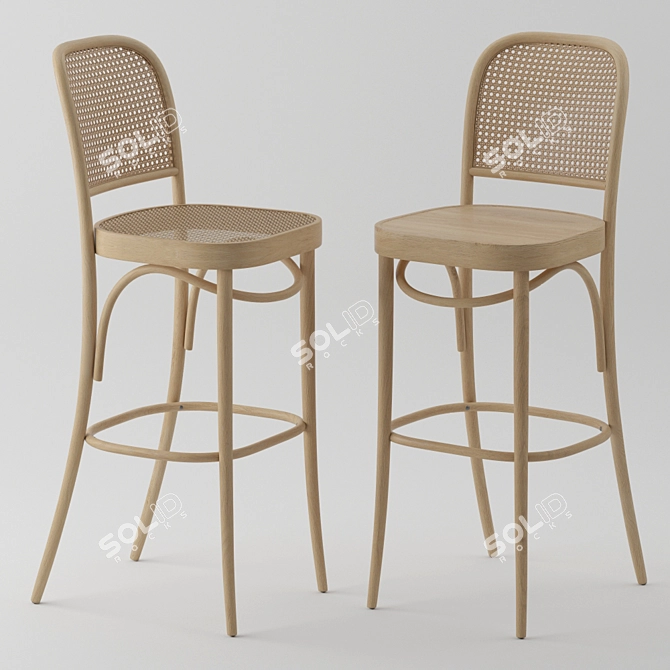 Joseph Hoffman Designer Hocker Stool 3D model image 1