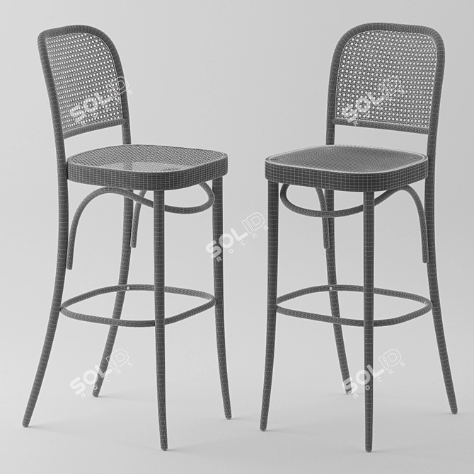 Joseph Hoffman Designer Hocker Stool 3D model image 2